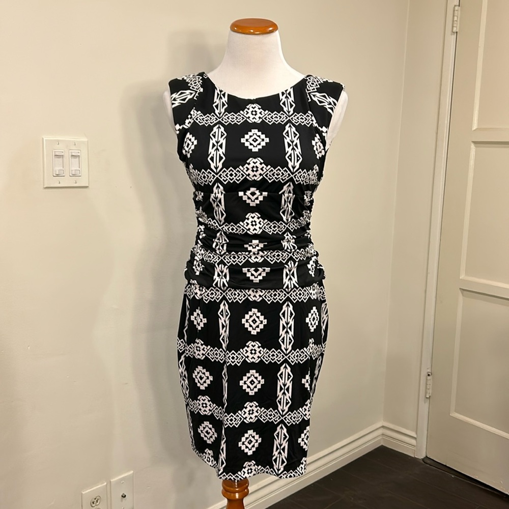 018 INC Black and White Tribal Print Sleeveless Dress